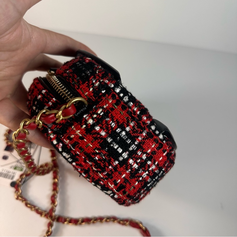 Chanel Tweed Camera Bag Red Black CC - Picture 7 of 11